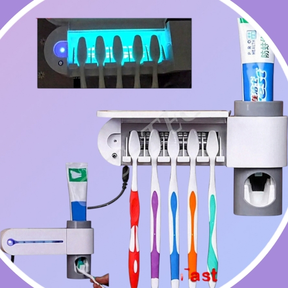 NIB UV Light Sterilizer, Toothbrush Holder & Cleaner, Auto Toothpaste Dispenser - Picture 3 of 14